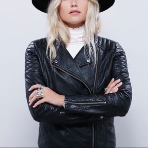 FREE PEOPLE VEGAN LEATHER JACKET